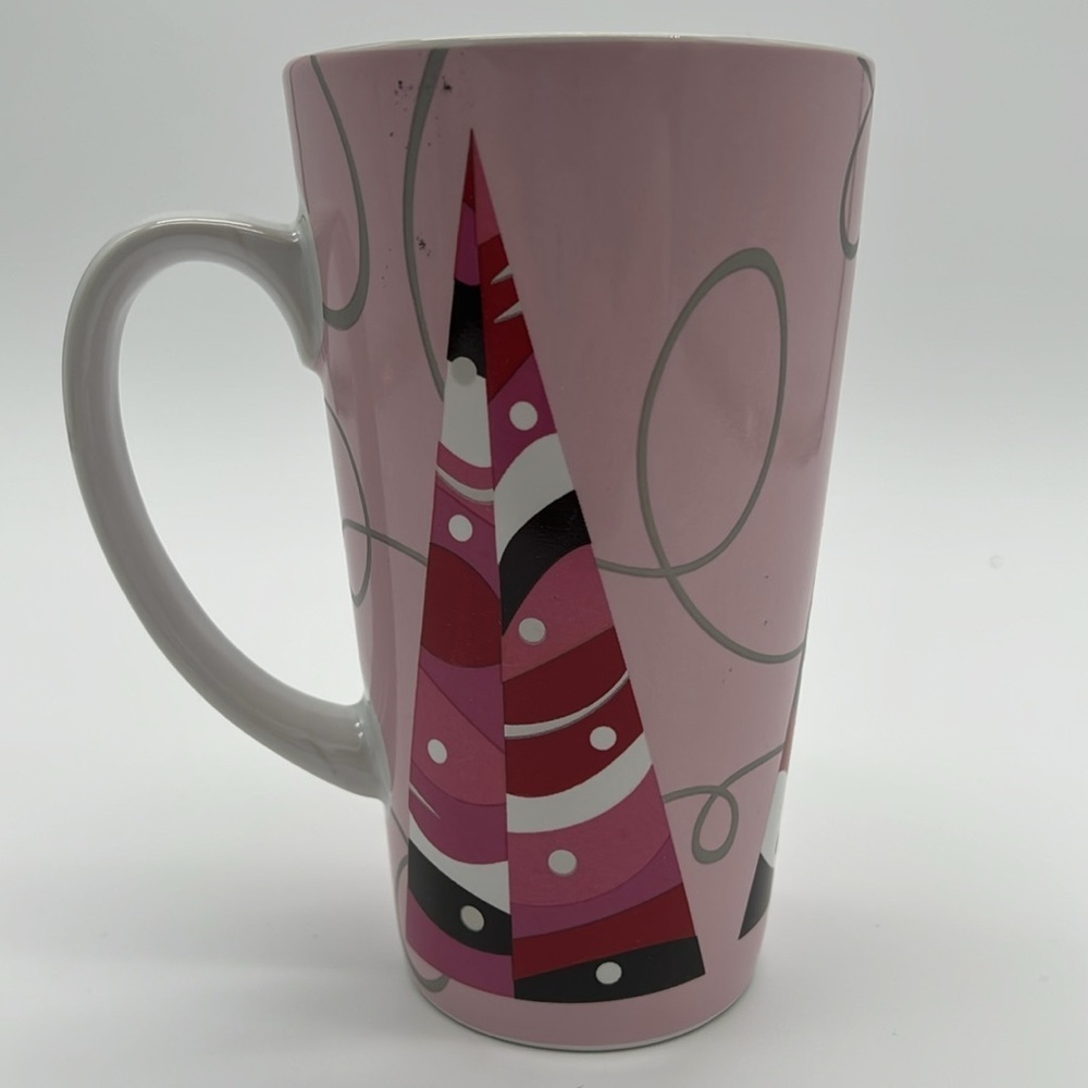 Starbucks Coffee 2004 Pink Holiday Christmas Tree Tall Ceramic Mug Cup - Picture 5 of 11